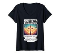 Donna Christian Tutor Turoring è Il Mio Insegnante volontario del Ministero Maglietta con Collo a V