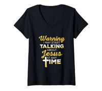 Donna Christian V-Neck Shirt - I May Start Talking About Jesus Maglietta con Collo a V