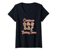 Donna Christmas Baking Team Gingerbread Cookies Design Maglietta con Collo a V