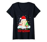 Donna Christmas Baseball Merry Christmas Santa Hat Soft Ball Maglietta con Collo a V