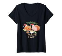 Donna Christmas Cooking Crew Funny Food per Bambini da Uomo e da Donna Maglietta con Collo a V