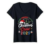 Donna Christmas Crew 2025 Making Memories Together Matching Family Maglietta con Collo a V