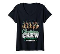 Donna Christmas Crew Making Memories Together Festive Renna Maglietta con Collo a V