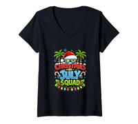 Donna Christmas in July Squad Tropical Summer New Year Design Maglietta con Collo a V