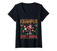 Donna Christmas Krampus è Il Mio Animale Spirituale Maglietta con Collo a V