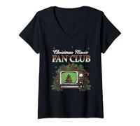 Donna Christmas Movie Fan Club Vintage TV Holiday Maglietta con Collo a V