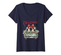 Donna Christmas On The Farm - Camion Natalizio per Coniglietti Maglietta con Collo a V