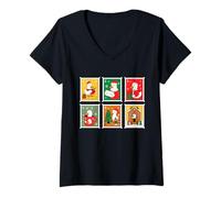 Donna Christmas Postage Stamp Duck Holiday Cheer Maglietta con Collo a V