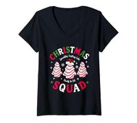 Donna Christmas Squad Christmas Tree Cakes Matching Holiday Family Maglietta con Collo a V