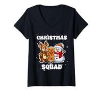 Donna Christmas Squad - Maglietta Divertente per Bambini e Adolescenti Maglietta con Collo a V