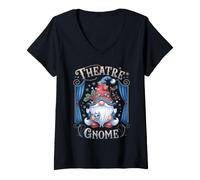 Donna Christmas Theatre GNOME Festive Magic Maglietta con Collo a V
