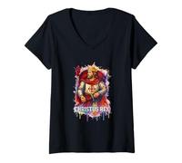 Donna Christus Rex Cattolico Cristo Re Sacro Cuore Maglietta con Collo a V