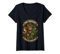 Donna ChronoCompanions - Emblema ufficiale Time Traveller Pet Club Maglietta con Collo a V