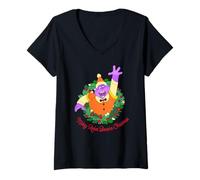 Donna Chuck E. Cheese Christmas Merry Robot Banana X-mas Munch Maglietta con Collo a V
