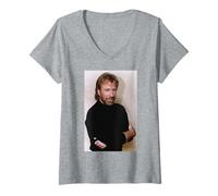 Donna Chuck Norris Attore & Esperto di Arti Marziali Walker Texas Ranger Maglietta con Collo a V