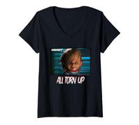 Donna Chucky all Torn Up Creepy Smile Maglietta con Collo a V