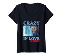 Donna Chucky And Tiffany Crazy in Love Wedding Maglietta con Collo a V