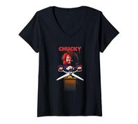 Donna Chucky Deadly Toy Ride Maglietta con Collo a V