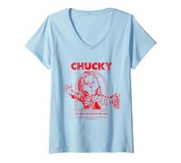 Donna Chucky Halloween Design Sono Tuo Amico Fino alla fine Maglietta con Collo a V