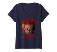 Donna Chucky Problem Child Evil Doll Maglietta con Collo a V