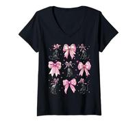Donna Chupacabra Cryptid Cryptozoology Girl Coquette Bow Rosa Maglietta con Collo a V