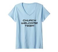 Donna Church Welcome Team - Christian Staff & Volunteer Uniform Maglietta con Collo a V