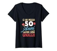 Donna Ci ho messo 50 anni Scherzo Compleanno Divertente Ironica Maglietta con Collo a V