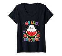 Donna Ciao Boo-Tiful Kawaii Fantasma Anguria Halloween Maglietta con Collo a V