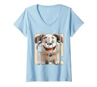 Donna Ciao! Ciao Addio Cane Felice Maglietta con Collo a V