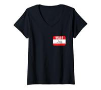 Donna Ciao il mio nome è joy divertente tag nome Maglietta con Collo a V