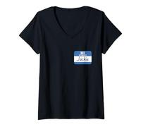 Donna Ciao, Mi chiamo Jackie Name Tag Maglietta con Collo a V