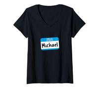Donna Ciao, mi chiamo Michael, Nametag Maglietta con Collo a V