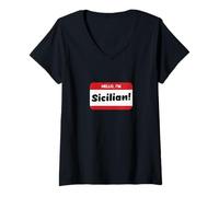 Donna Ciao, Sono Siciliano! Maglietta con Collo a V