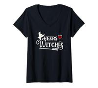 Donna Ciao Streghe! - Divertente Strega Halloween Maglietta con Collo a V