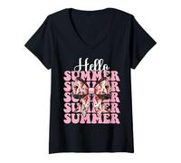 Donna Ciao Summer Ice Cream Cone Girl Mom Coquette Bow Maglietta con Collo a V