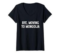 Donna Ciao, trasferirsi in Mongolia Maglietta con Collo a V