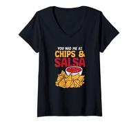 Donna Cibo Messicano Mi Hai Avuto a Chips & Salsa Maglietta con Collo a V