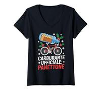 Donna Ciclismo Ciclista Amatoriale Panettone Bici Divertente Maglietta con Collo a V
