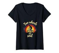 Donna Ciclista a due ruote One Soul Maglietta con Collo a V