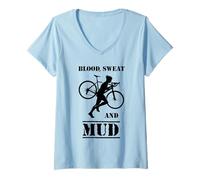 Donna Ciclocross Sudore Sangue E Fango Maglietta con Collo a V