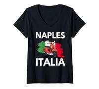 Donna Ciclomotore In Italia Napoli Maglietta con Collo a V