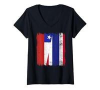 Donna Cile Thailandia Mezza Bandiera Cileno Thai Radici Maglietta con Collo a V