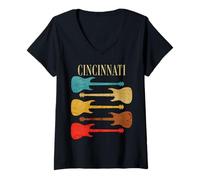 Donna Cincinnati Concerto Rock Music Festival Chitarre Ohio Maglietta con Collo a V