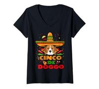Donna Cinco de Doggo Beagle Dog Funny Cinco De Mayo Maglietta con Collo a V