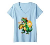 Donna Cinco de Mayo Fiesta T-Rex Cappello Tacosaurus Dinosaur taco Maglietta con Collo a V
