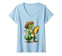 Donna Cinco de Mayo Fiesta T-Rex Cappello Tacosaurus Dinosaur taco Maglietta con Collo a V