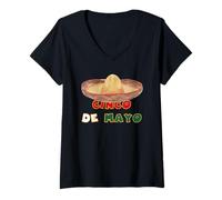 Donna Cinco de Mayo in Un Sombrero Maglietta con Collo a V