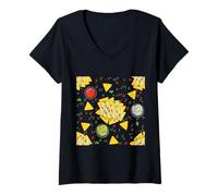 Donna Cinco de Mayo Messico Nachos Guacamole Chips Salsa Avocado Maglietta con Collo a V