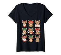 Donna Cine Cowboy Reindeer Christmas Holiday Howdy Maglietta con Collo a V