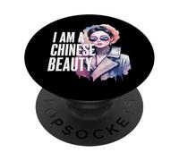 Donna cinese con il detto per orgoglioso cinese PopSockets PopGrip Adesivo